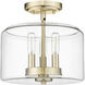 Asheville 3 Light 11 inch Modern Gold Semi-Flush Mount Ceiling Light